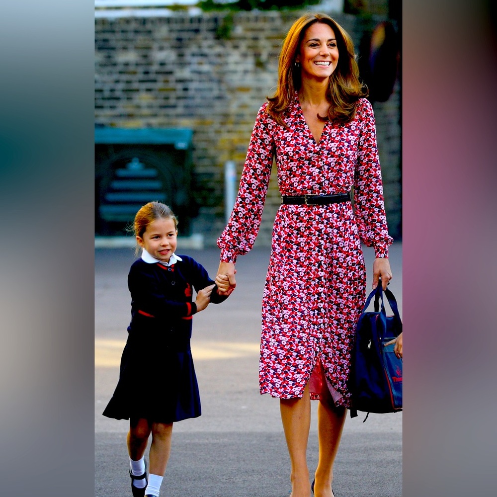 MICHAEL KORS Kate Middleton Women Dress V-Neck Long Sleeve XXS Floral Print